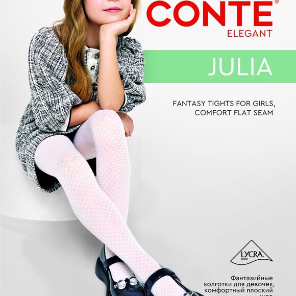 Conte Julia 30 Den - Fantasy Tights for Girls with Lace Geometric Pattern - Picture 1 of 9